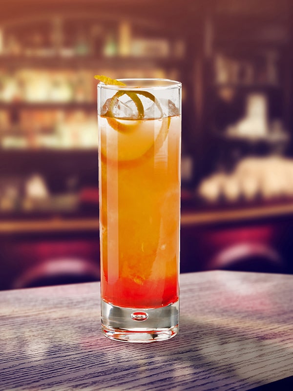 cocktail label sunrise whisky zeste d'orange