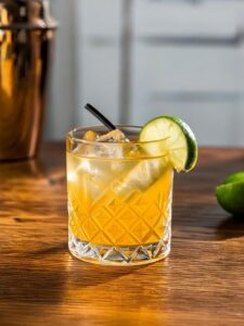 Cocktail Jock Collins avec Scotch Whisky, jus de citron vert et sirop de canne