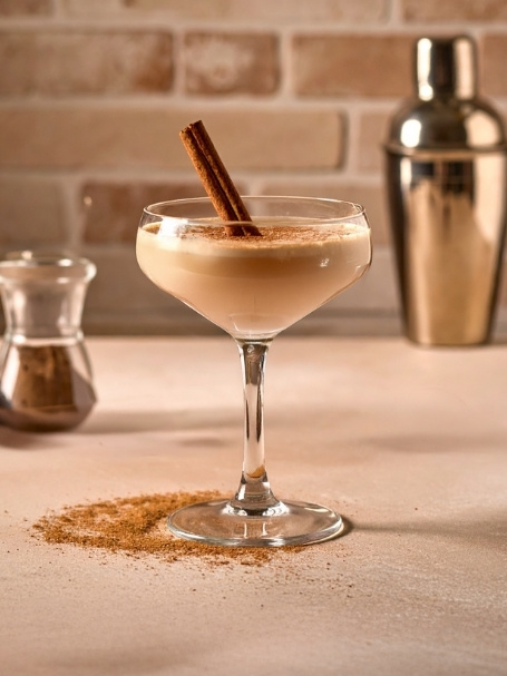 Cocktail frozen chesnut à base de bourbon whisky, de crème de marron et de cacao en poudre.