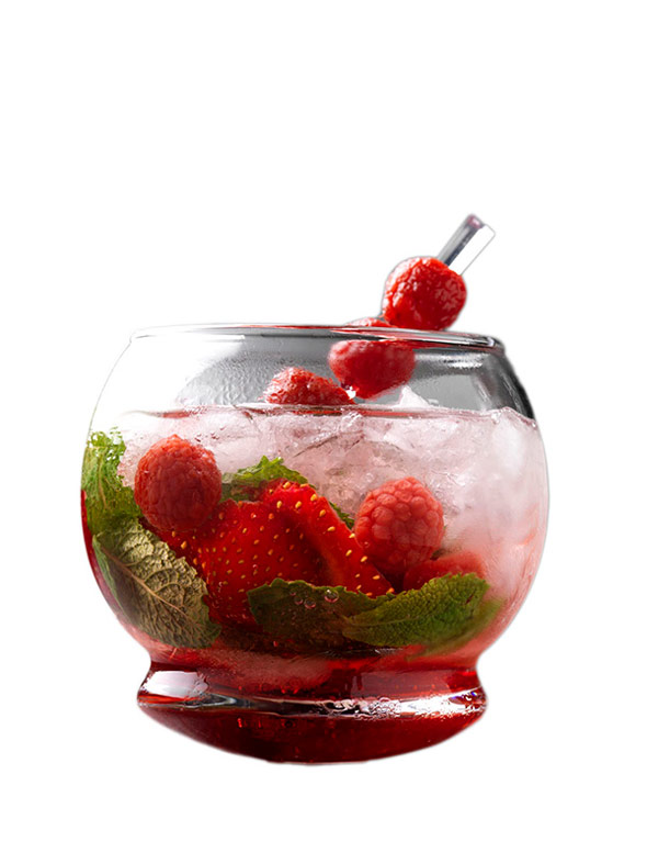 cocktail menthe fraise verre rond