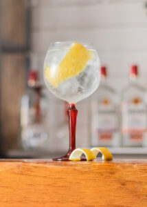 Cocktail gin tonic verre à pied zeste citron