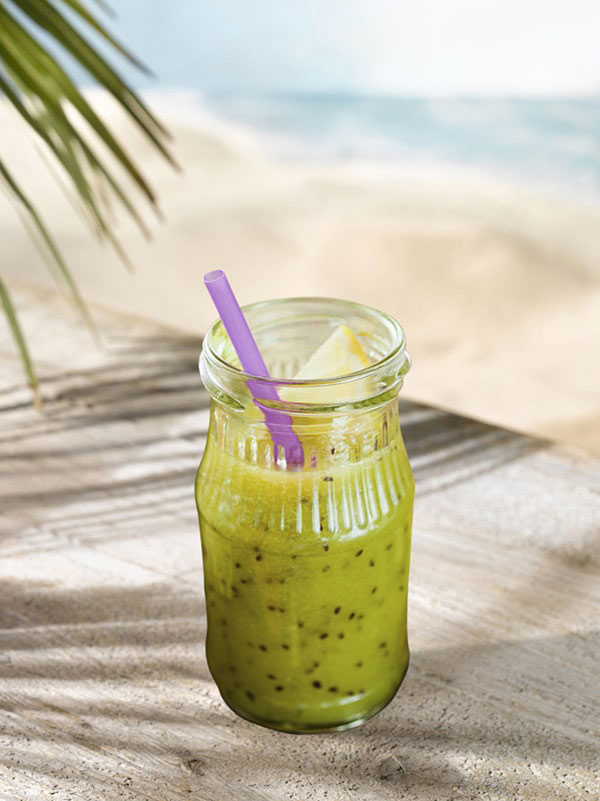 cocktail dai'kiwi jar paille palmier citron