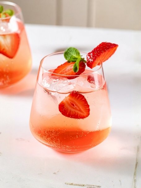 Cocktail le sang du pirate à base de Rhum blanc, de tonic et de sirop de fraise.