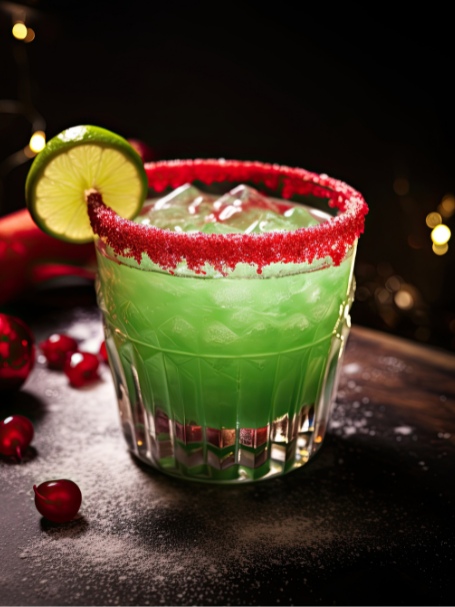 cocktail de Noël à la vodka, au curaçao et à l'ananas, inspiré du film Le Grinch