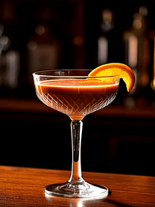 Cocktail au whisky et à la liqueur de chocolat servi dabs un verre décoré avec un zeste d'orange