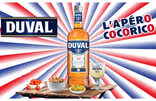 Affiche pastis Duval, l'apéro cocorico.