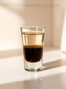 Cocktail shooter Cucaracha à base de Tequila Reposado et de liqueur de café.