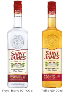 Rhum blanc 50° et rhum paille Saint James.